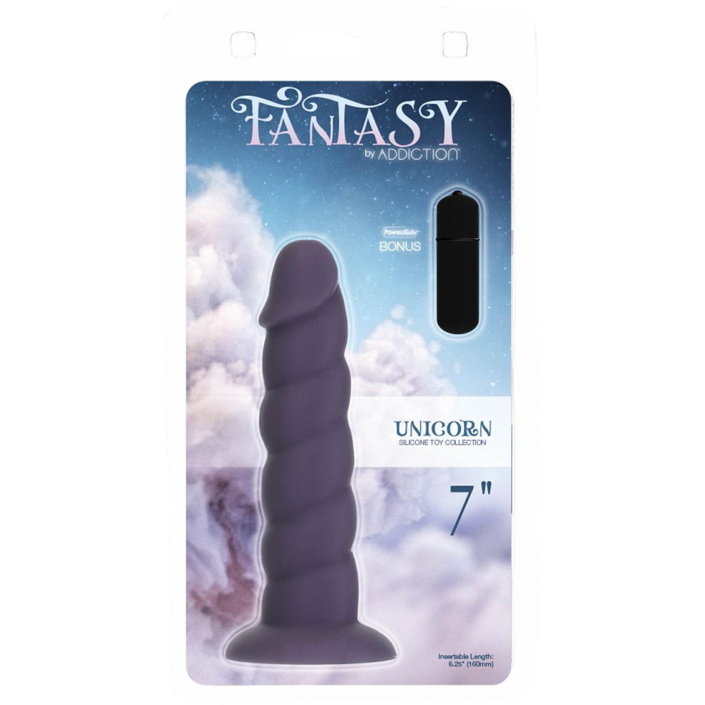 Фалоімітатор Fantasy by Addiction Unicorn Dildo 7” Purple, віброкуля в подарунок Sex Aura Київ - фото 4