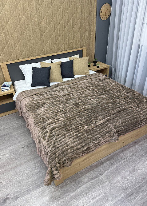 Плед-покривало смужка Шарпей 210х220 см (+-10см) Мокко (87-202) Київ - фото 5