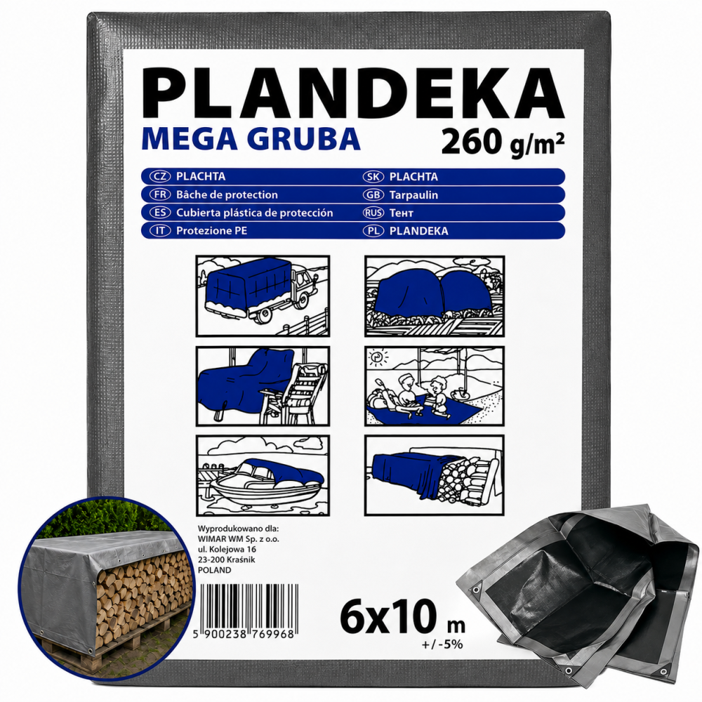 Тент 260 г/м2 6 мх10м тарпауліновий "PLANDEKA" високої міцності Дніпро - фото 11