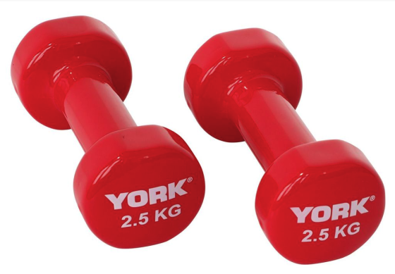 Гантелі для фітнесу вінілові круглі York Fitness 2х2,5кг червоний Киев