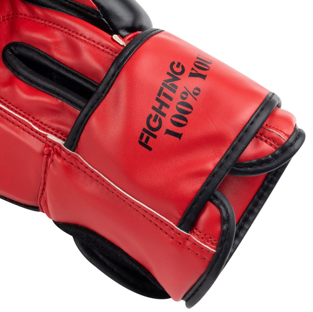 Боксерские перчатки для бокса и единоборств на липучке 14 унций черные с красным PowerPlay 3004 Classic Киев - изображение 8