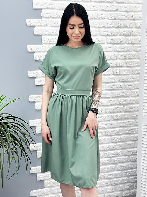 Жіноче плаття міді "Валенсія" оптом | Батал 50, Оливковий Київ - фото 1