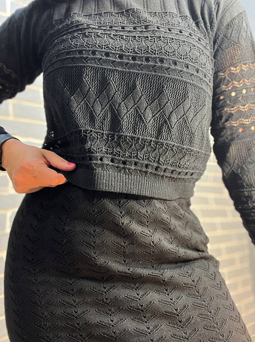 Костюм женский Mintas 2414-2416 прозрачный ажурный юбка разрезы и реглан one size, черный, one size Киев - изображение 6