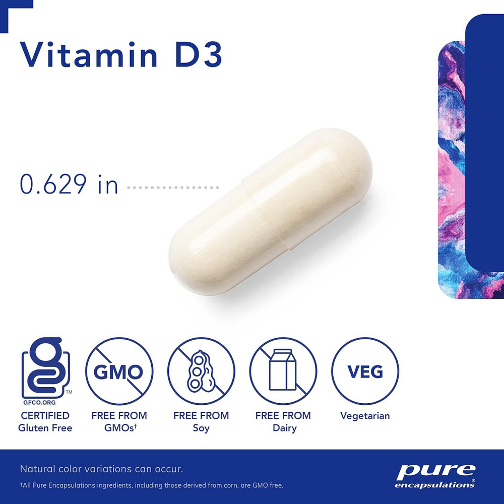 Витамин D3 Pure Encapsulations Vitamin D3 10 000 МО 120 капс Киев - изображение 3
