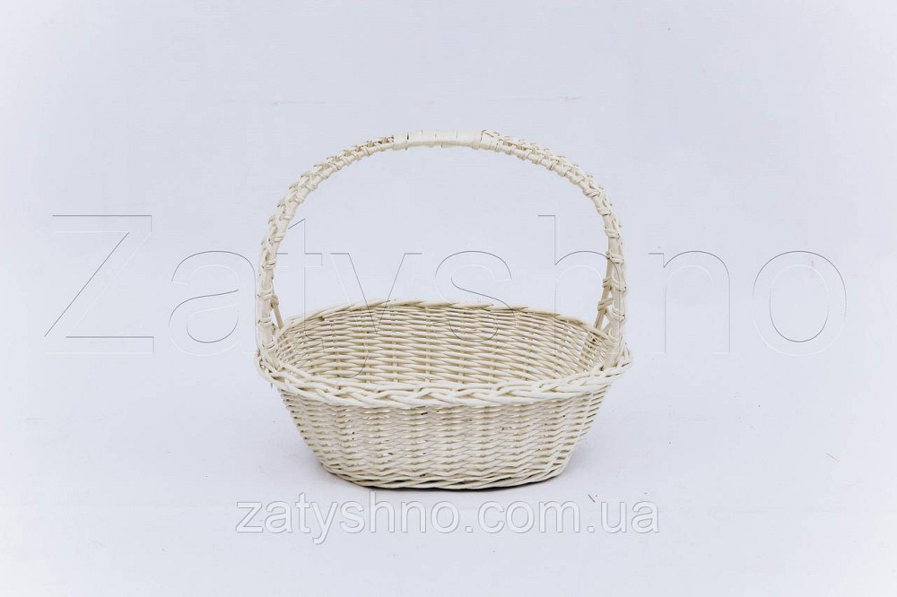 Кошик білий із лози середній | плетений кошик із лози | кошики з лози Київ - фото 5