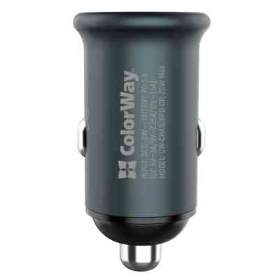 Зарядное устройство ColorWay 1USB Car ( PD USB Type-C (20W) Gray (CW-CHA028PD-GR) Винница