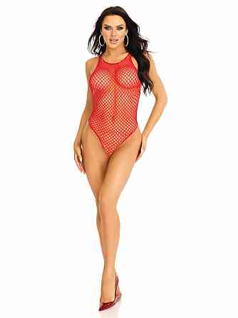 Боди-сетка Leg Avenue Net snap crotch tank bodysuit Red, One Size Sex Aura Киев