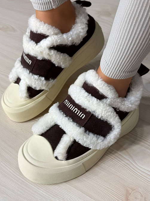 Кеди жіночі Hengji 15-6 з хутром та опушкою на липучці коричневі, 36, 23 см Київ - фото 12