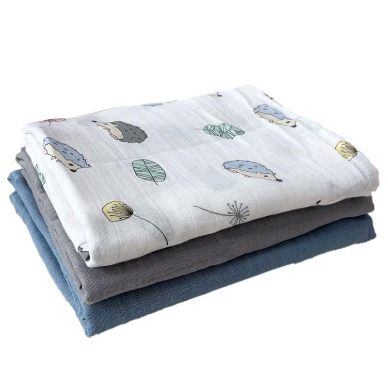 Набор органических пеленок Lovely Svi 3 шт – мягкие, дышащие, размер ХL- 110 x 115 см Ежики Киев - изображение 3