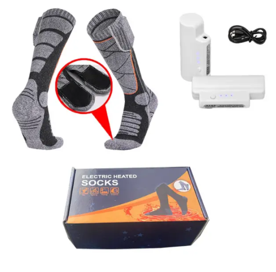 Високі шкарпетки з підігрівом та блоком живлення на 2200mAh (Сірі з ромбиками) Вінниця