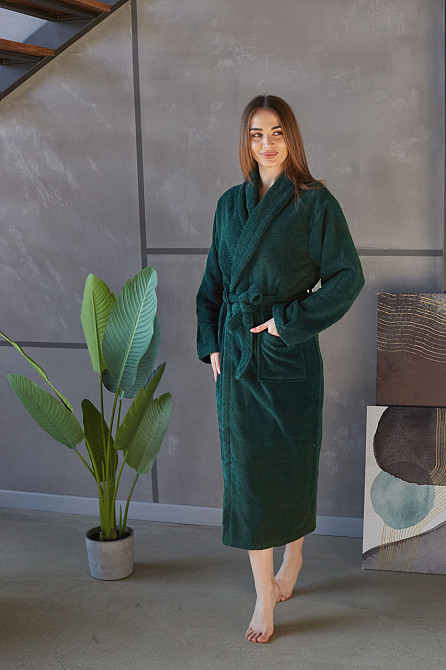 Банный махровый халат Ideal Textile изумрудный (56861055) XL Черновцы - изображение 1