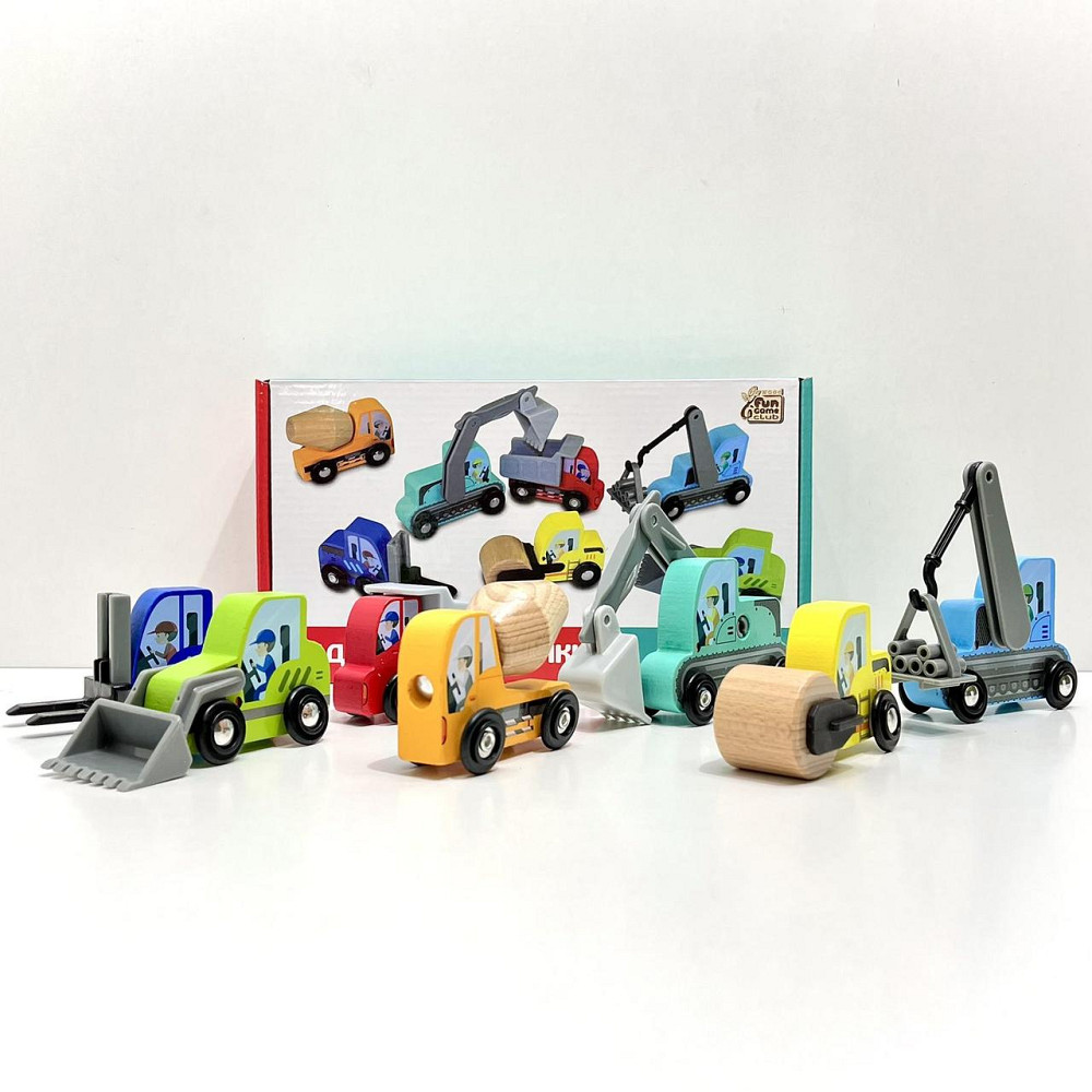Будівельні машинки 4FUN Game Club Wood 7шт дерев'яні (76523) Чернигов - изображение 9