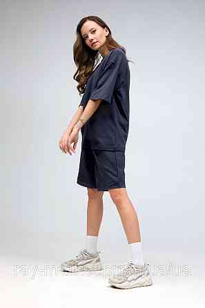 Костюм футболка оверсайз и шорты RAY BASIC темно-серый женский (U1801W-Dark Grey) Киев