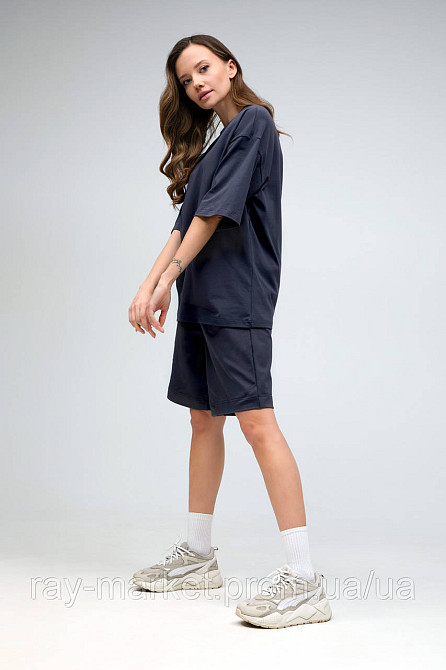 Костюм футболка оверсайз и шорты RAY BASIC темно-серый женский (U1801W-Dark Grey) Киев - изображение 3