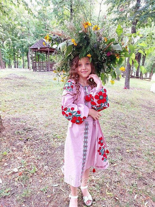 Дитяче вишите плаття натуральне полотно "Квіті Прагі" р.140-146 Кривий Ріг - фото 5