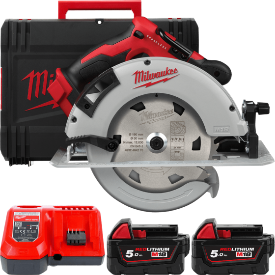 Пила дискова ручна аккумуляторна MILWAUKEE, M18 BLCS66-502X, діаметр 165мм (зарядний пристрій M12-18 FC, 2 акумулятори M18 B5 5А Одеса