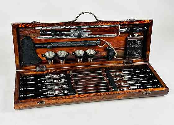 Подарунковий набір шампурів у дерев'яному кейсі BLACK LUX HAPPY DAYS Тернопіль