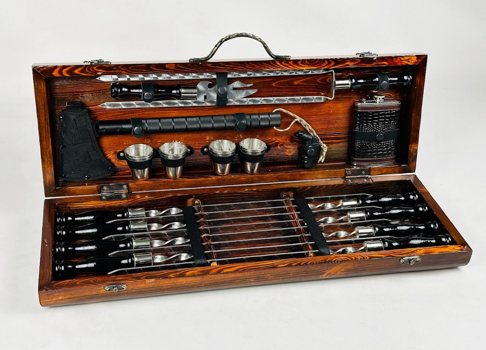 Подарунковий набір шампурів у дерев'яному кейсі BLACK LUX HAPPY DAYS Тернопіль - фото 1