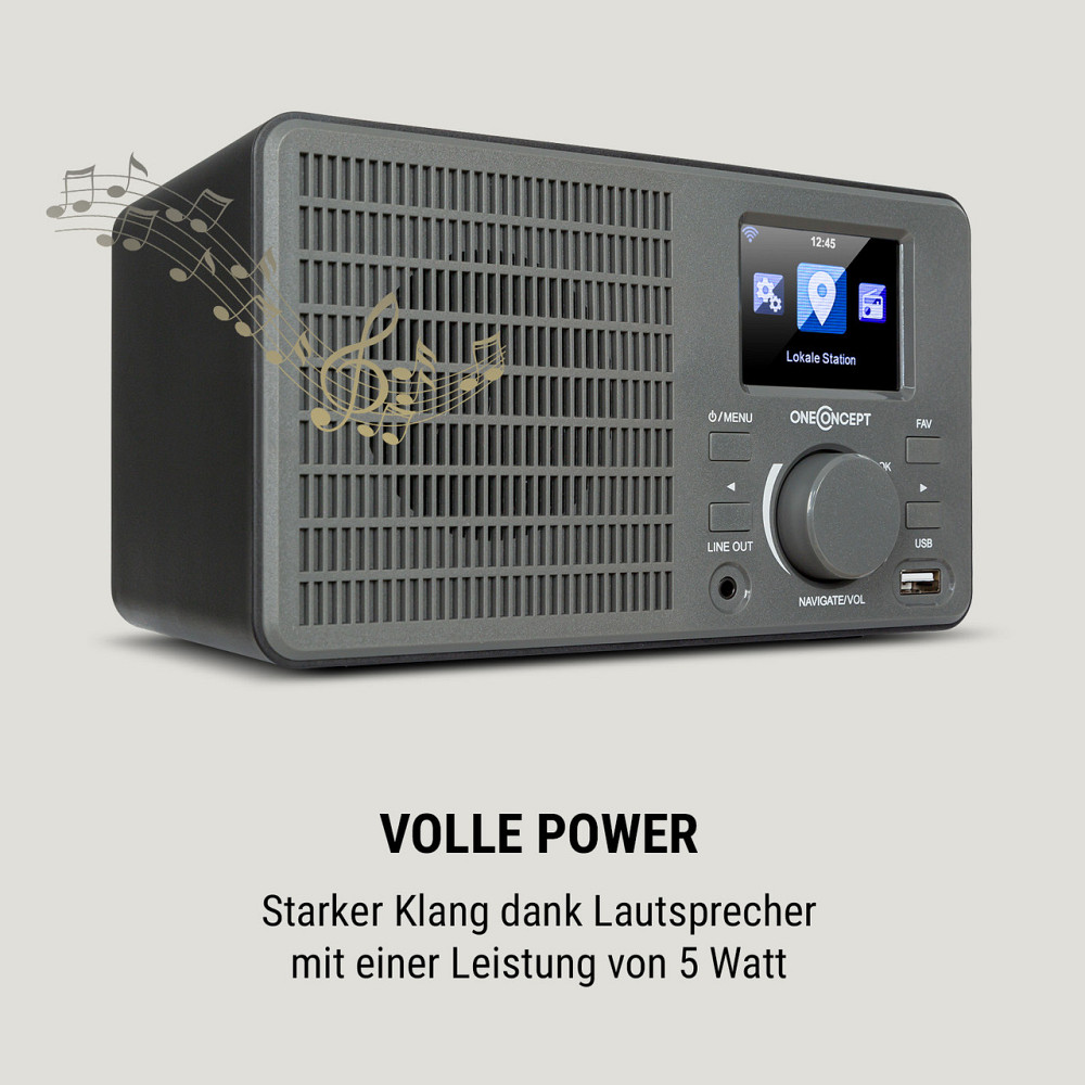 Інтернет-радіо TuneUp 5 Вт WLAN USB Дисплей HCC Лінійний вихід темно-сірий Темно-сірий (Німеччина, читати Рівне - фото 6