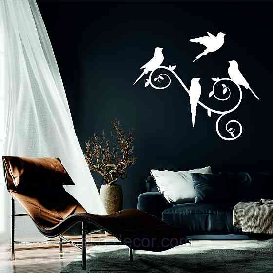 Декоративное настенное Панно «Птички», Декор на стену 70*51 см, Белый Киев