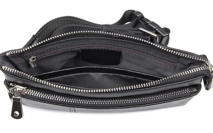 Сумка поясна зерниста шкіряна Vintage 14976 Чорна Київ - фото 7