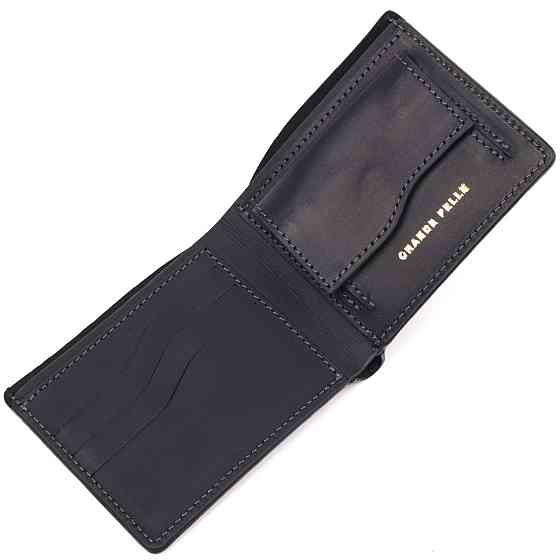 Надійне шкіряне портмоне з вінтажної шкіри в два складення Україна GRANDE PELLE 16735 Чорний Київ