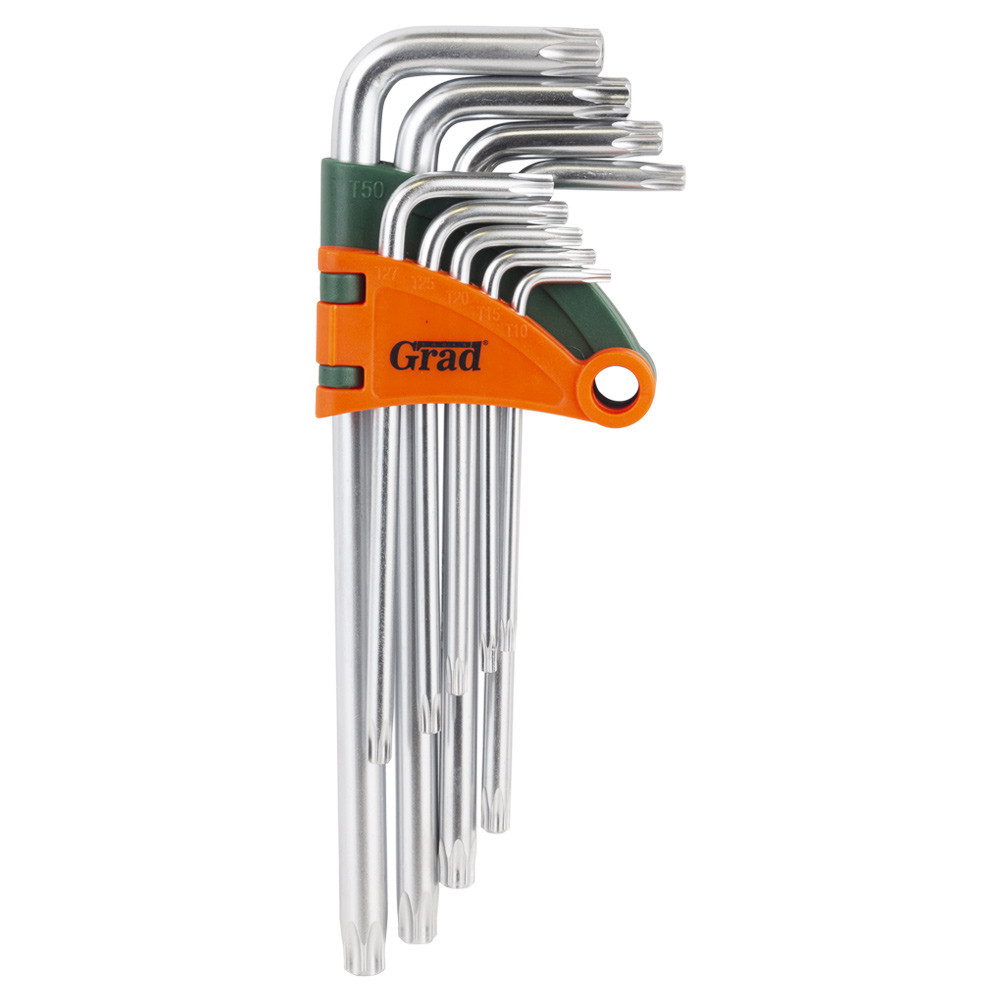 Ключи TORX 9шт T10-T50мм CrV (средние с отвер) GRAD (4022285) Киев - изображение 1