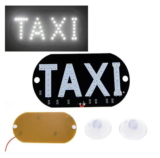 Автомобильное LED табло Такси TAXI 12В белое с присосками и кабелем в прикуриватель для авто Киев