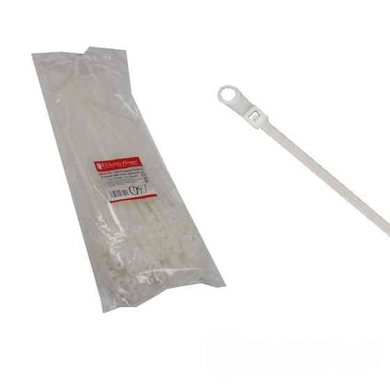 Стяжка кабельная с кольцом 8х400 мм, 100 шт, белый Днепр