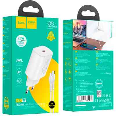 Зарядное устройство HOCO N22 Jetta USB-C PD25W + cable USB-C to Lightning White (6931474760074) Винница