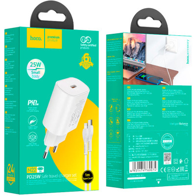 Зарядное устройство HOCO N22 Jetta USB-C PD25W + cable USB-C to Lightning White (6931474760074) Винница - изображение 6
