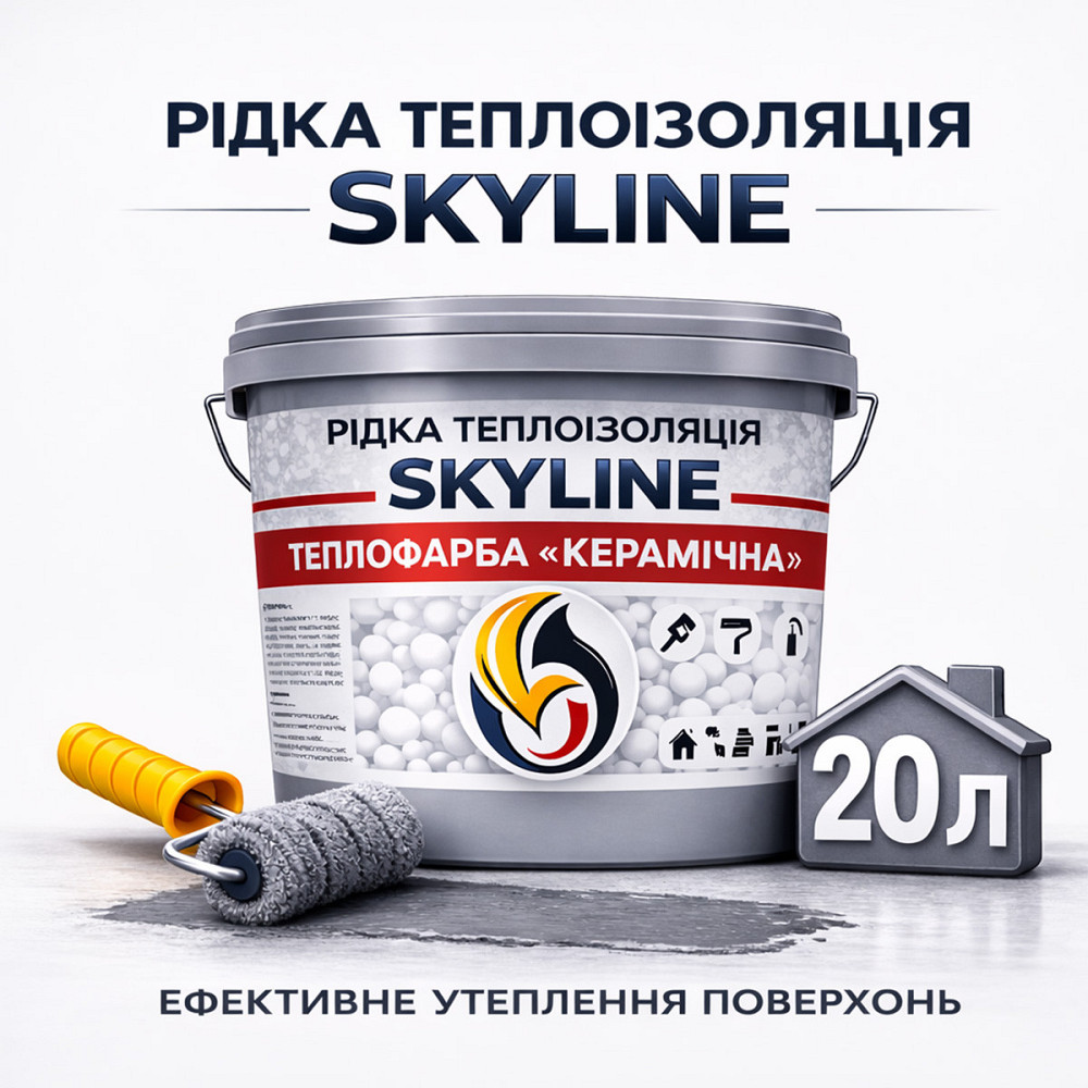 Теплокраска Skyline керамическая жидкая теплоизоляция для утепления стен, фасадов и больших помещений Серая 20 л Харьков - изображение 1