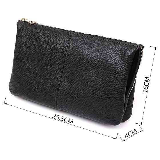 Барсетка чоловіча GRANDE PELLE 11147 шкіряна Чорна флотар Київ