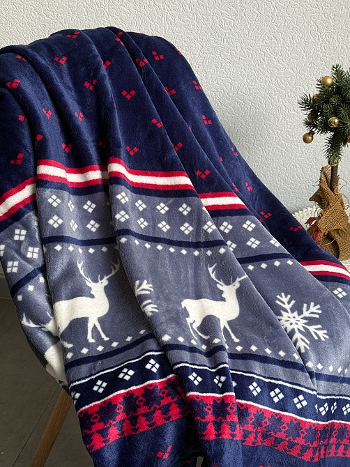 Ecotton Плед Ecotton 150х220 см Well Soft новорічний з оленями синій FL-4885 (23221) Київ - фото 3