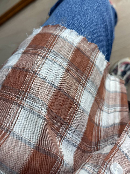 Рубашка женская A-N 27069 оверсайз двухслойная в клетку с бахромой, коричневый, one size Киев - изображение 16