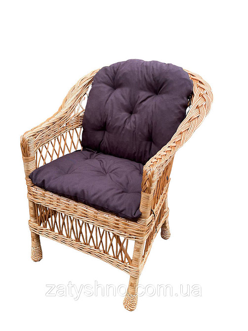Кресло из лозы плетеное с коричневой подушкой Киев - изображение 8