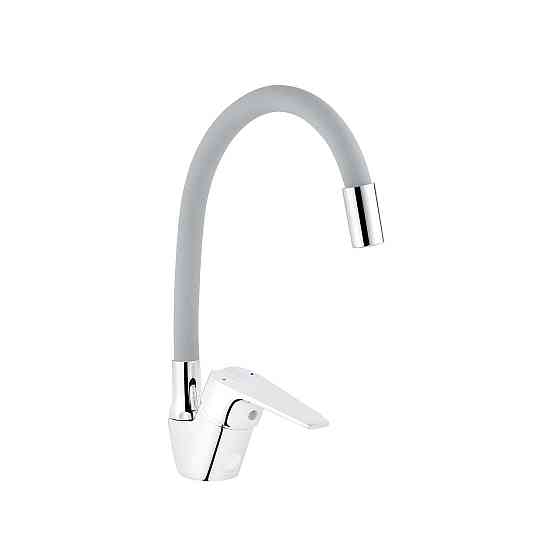 Змішувач для кухні з гнучким виливом Kroner KRM Odra - C032GRA хром/сірий Київ