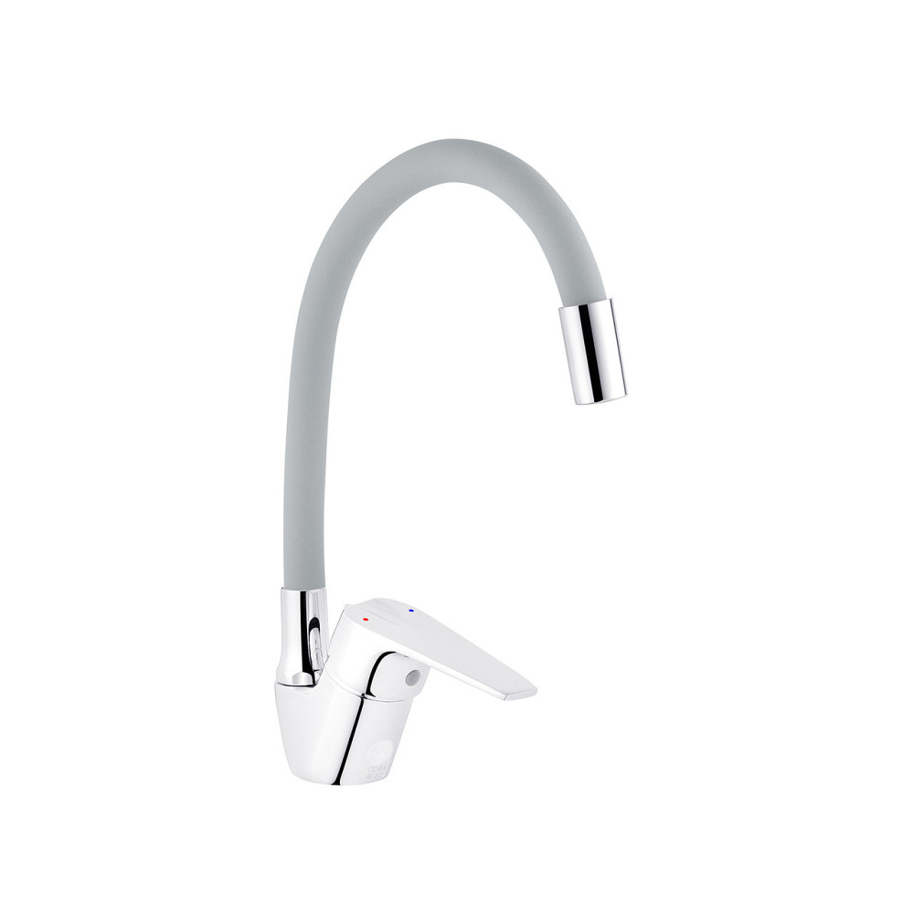 Змішувач для кухні з гнучким виливом Kroner KRM Odra - C032GRA хром/сірий Київ - фото 1