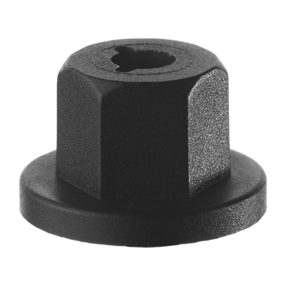 Гайки, шайби, накрутки, Гайка з фланцем Чорний, Пластик, Розміри (мм): T-15.8 T1-10 D-4.2 H-10 M-4. Марка Київ - фото 1