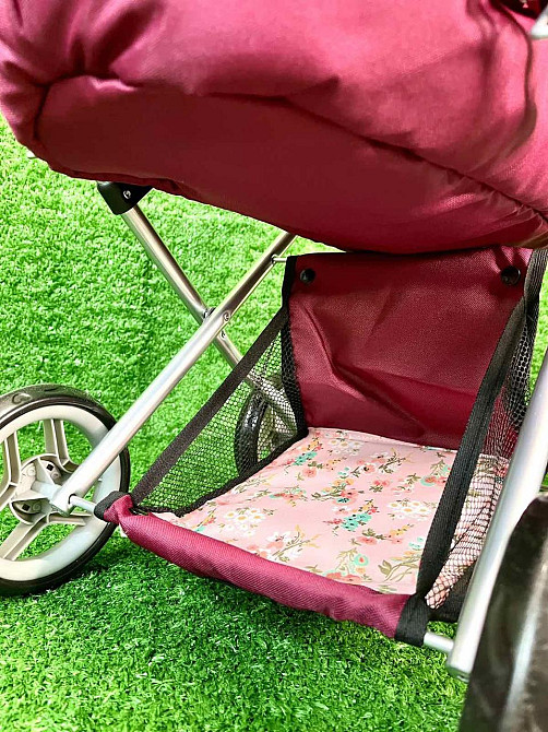 Коляска для ляльки Melogo металева з люлькою-переноскою кошиком Бордова (9369/82100) Чернигов - изображение 2