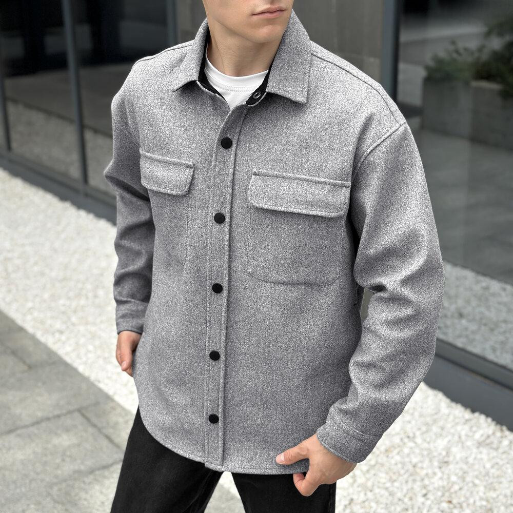 Тепла чоловіча сорочка Pobedov Mars. Сорочка-пальто осіння сіра Київ - фото 1