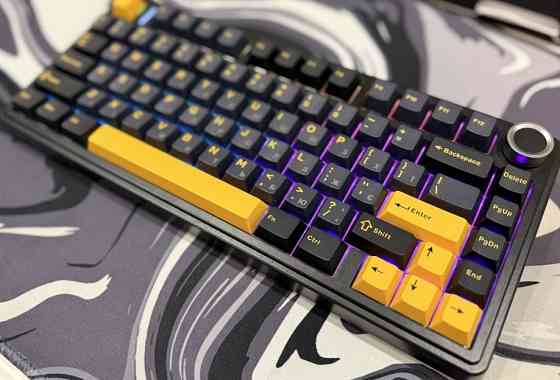 Aula F75 с гравировкой! черно желтая механическая клавиатура RGB игровая. Харьков