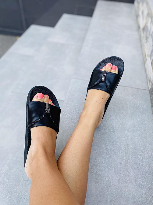 Flex Шльопанці жіночі Flex чорні (літо шкіра натуральна) Коломыя - изображение 1
