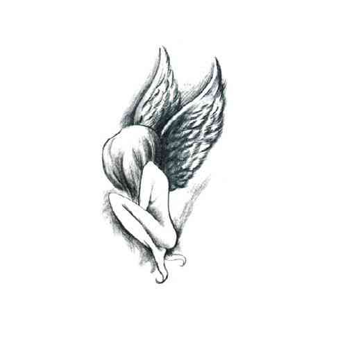 Тату стикер Ангел 10 на 6 см черный Киев