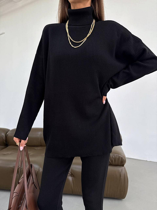 Женский прогулочный оверсайз костюм: свитер в рубчик оверсайз и лосины с эффектом утяжки вязка Одесса - изображение 10