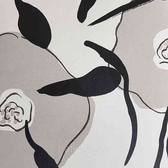 Шпалери флізелінові еко Khroma Zoom Goja 0.53х10.05 м абстракція квіти сірі чорні на білому Київ