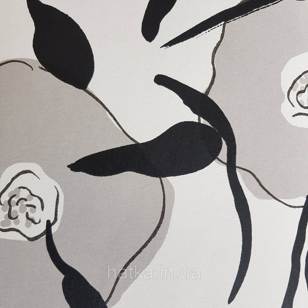 Шпалери флізелінові еко Khroma Zoom Goja 0.53х10.05 м абстракція квіти сірі чорні на білому Київ - фото 3