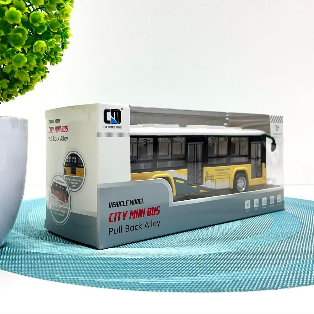 Автобус металевий з інерцією підсвічуванням та звуком відчиняються двері Жовтий (CLM-0771AC) Чернігів - фото 10