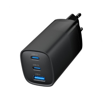 Зарядний пристрій Gembird USB-A + 2xType-C (PD18W + QC3.0 27W) black (TA-UC-PDQC65-01-BK) Вінниця - фото 4