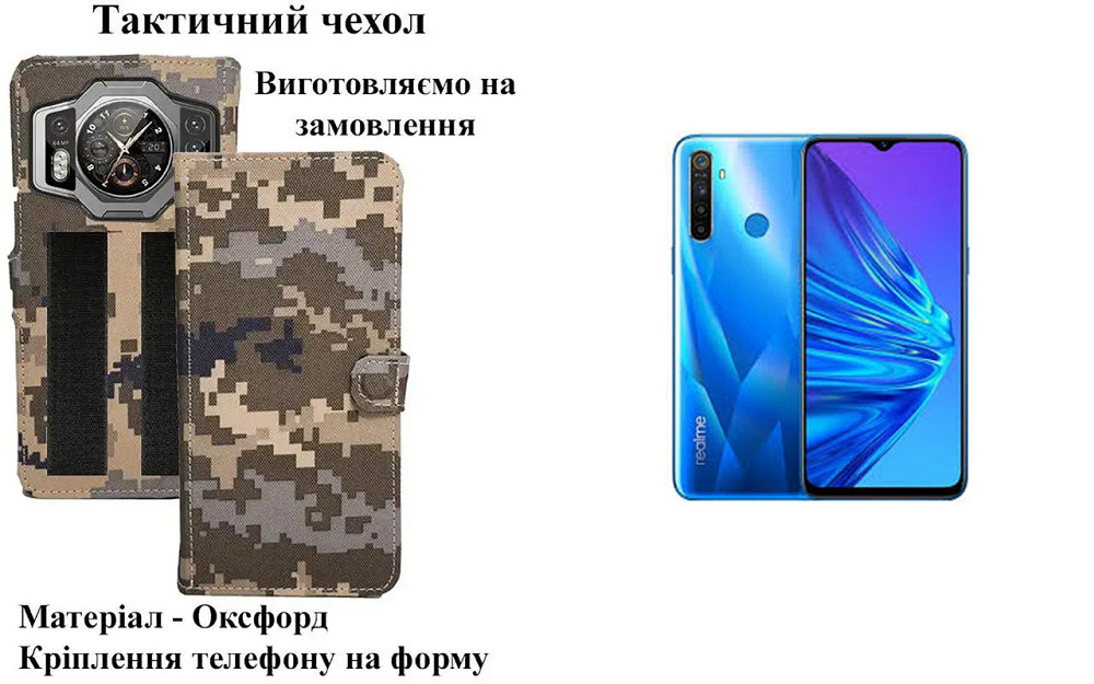 Тактический чехол для Oppo A72, Oppo A73, крепится к снаряжению на липучке Киев - изображение 1